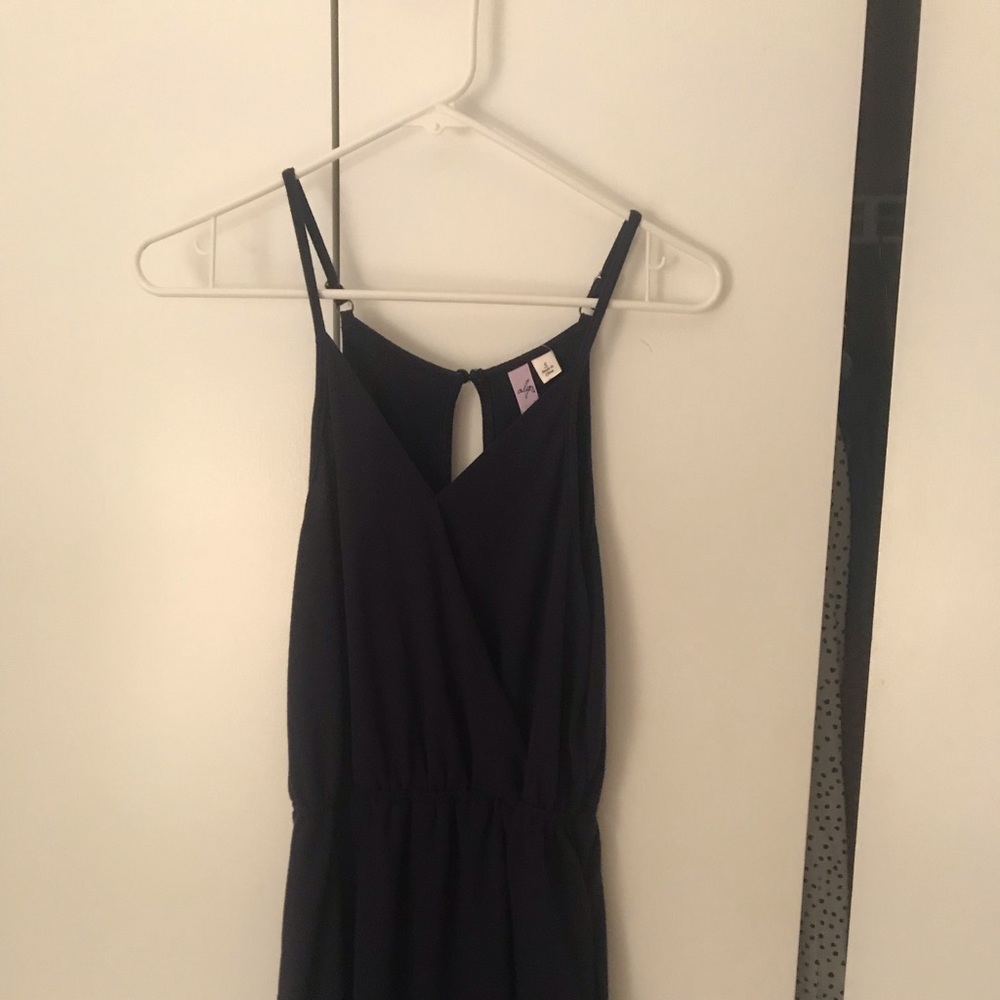 Navy, cotton, one-piece jumper with pockets